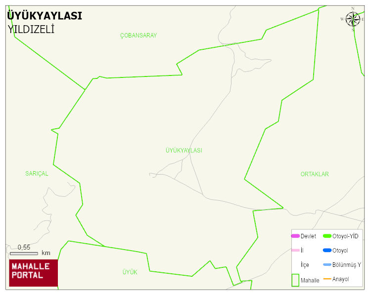 ÜYÜKYAYLASI Köyü Haritası | Yükselti ve Doğa Özellikleri