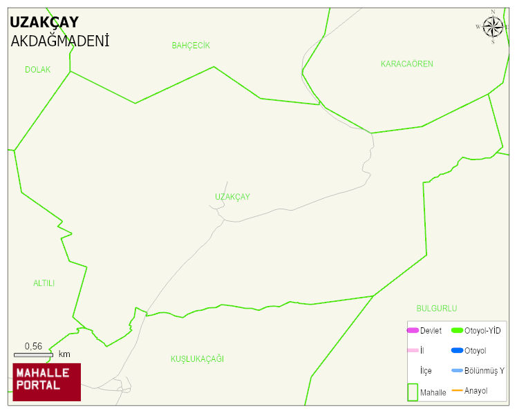 UZAKÇAY Köyü Haritası | İnteraktif Köy ve Mahalle Sınırları
