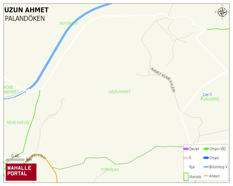 UZUN AHMET Mahallesi Haritası | Mahalle ve Köy Sınırı