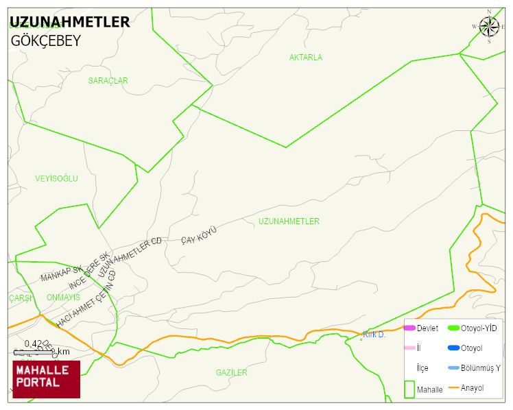 UZUNAHMETLER Köyü Haritası | Detaylı Köy ve Mahalle Görünümü