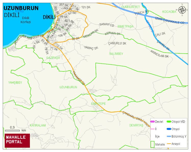 UZUNBURUN Mahallesi Haritası | Mahalle ve Köy Sınırı