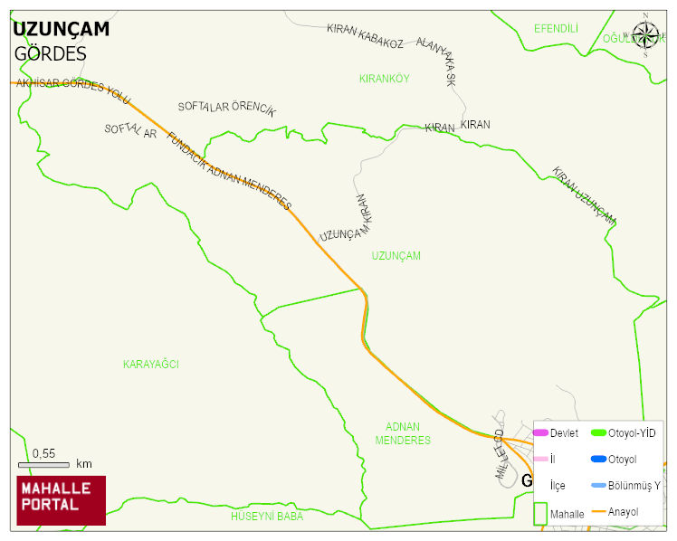UZUNÇAM Mahallesi Haritası | Mahalle ve Köy Sınırı