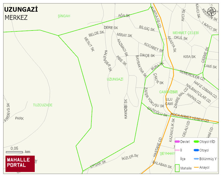 UZUNGAZİ Mahallesi Haritası | Mahalle ve Köy Sınırı