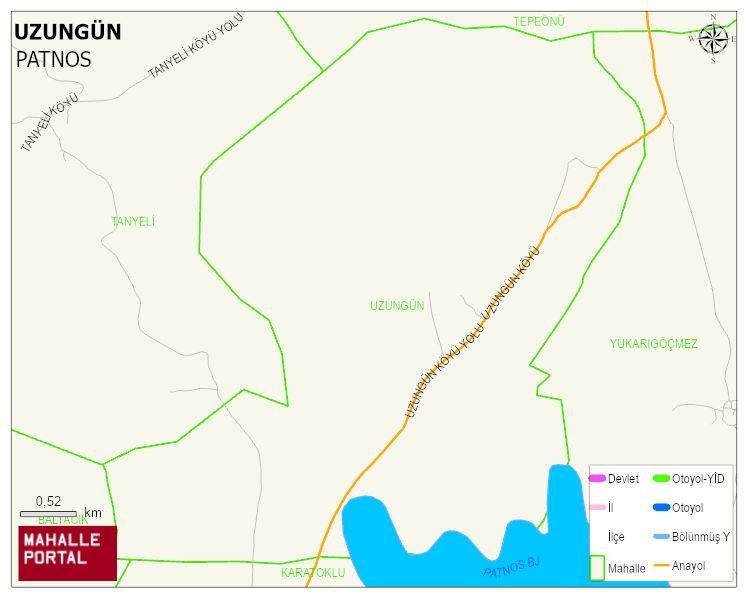 UZUNGÜN Köyü Haritası | Sayısal Bölge Görünümü