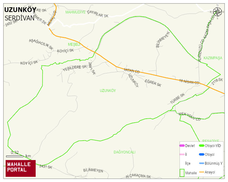 UZUNKÖY Mahallesi Haritası | Detaylı Köy ve Mahalle Görünümü