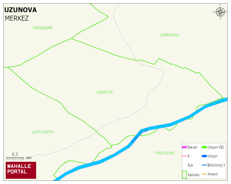 UZUNOVA Köyü Haritası | İnteraktif Köy ve Mahalle Sınırları