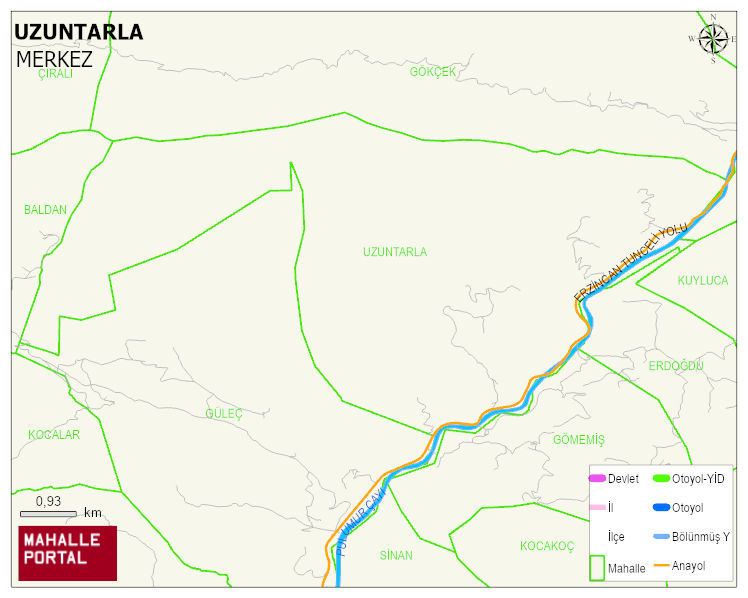 UZUNTARLA Köyü Haritası | Mahalle ve Köy Sınırı