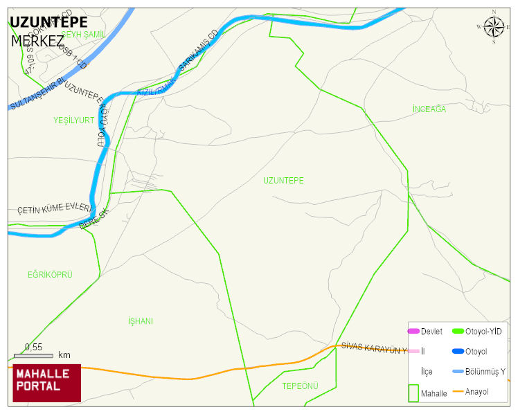 UZUNTEPE Köyü Haritası | Sayısal Bölge Görünümü