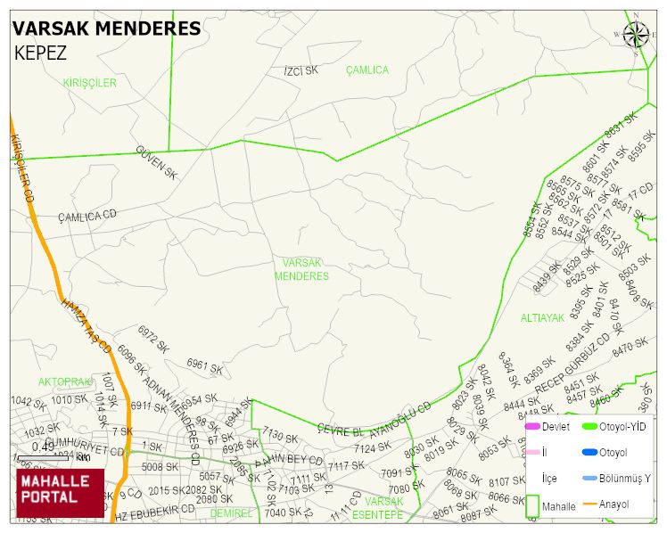 VARSAK MENDERES Mahallesi Haritası | Mahalle Sokak Haritası