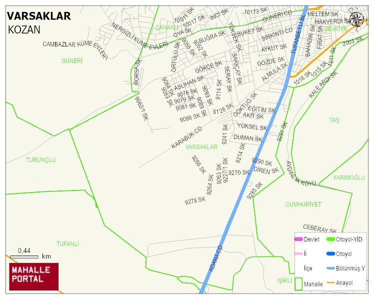 VARSAKLAR Mahallesi Haritası | Mahalle ve Köy Sınırı