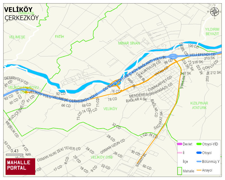 VELİKÖY Mahallesi Haritası | Yükselti ve Doğa Özellikleri