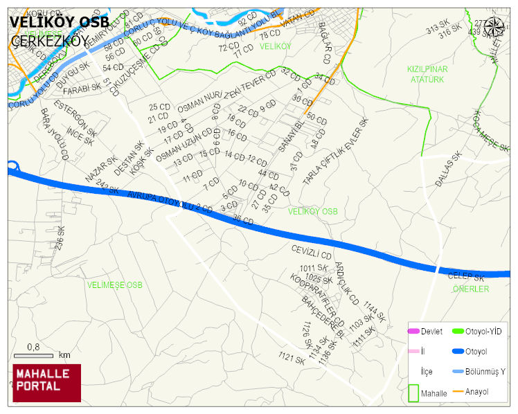 VELİKÖY OSB Mahallesi Haritası | İnteraktif Köy ve Mahalle Sınırları