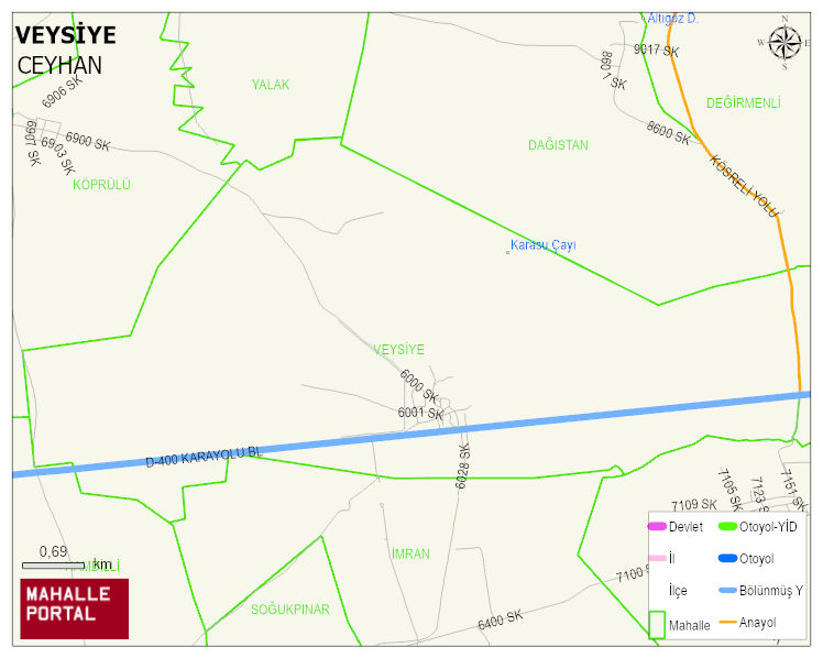 VEYSİYE Mahallesi Haritası | Yükselti ve Doğa Özellikleri