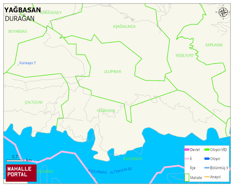YAĞBASAN Köyü Haritası | Mahalle ve Köy Sınırı