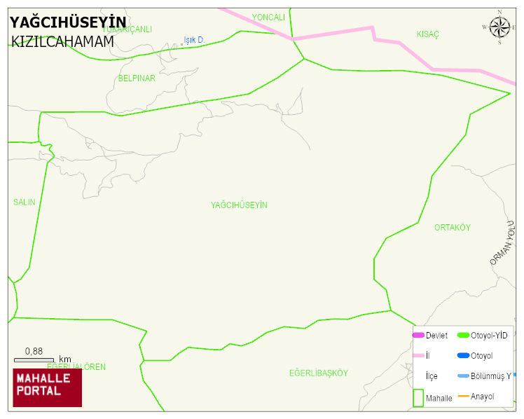 YAĞCIHÜSEYİN Mahallesi Haritası | İnteraktif Köy ve Mahalle Sınırları