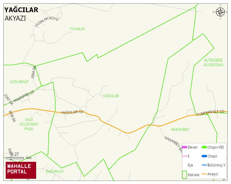 YAĞCILAR Mahallesi Haritası | Mahalle ve Köy Sınırı