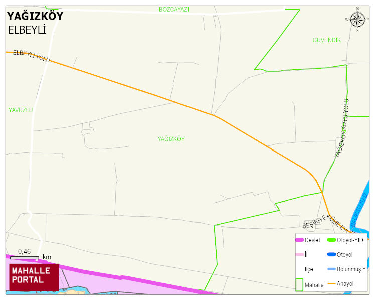 YAĞIZKÖY Köyü Haritası | Sayısal Bölge Görünümü