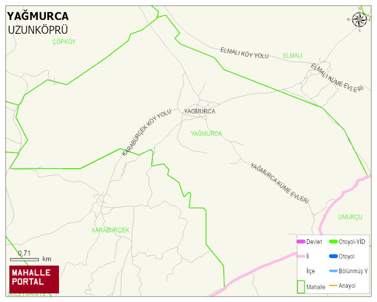 YAĞMURCA Köyü Haritası | Dağlar, Ovalar ve Akarsu Bilgileri