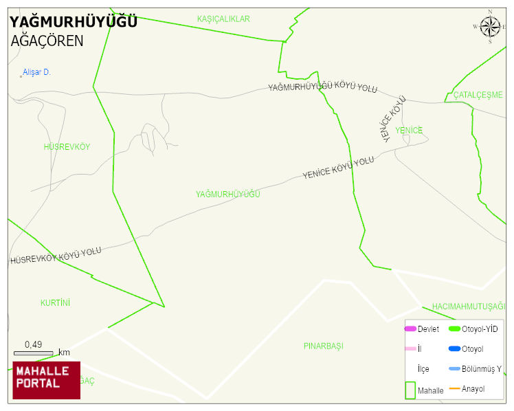 YAĞMURHÜYÜĞÜ Köyü Haritası | Detaylı Köy ve Mahalle Görünümü