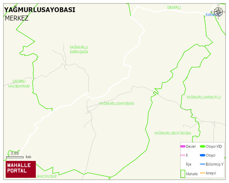 YAĞMURLUSAYOBASI Köyü Haritası | Yükselti ve Doğa Özellikleri