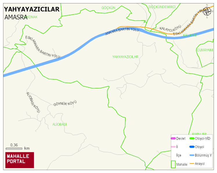 YAHYAYAZICILAR Köyü Haritası | Coğrafi Yapı ve Detaylı Haritası