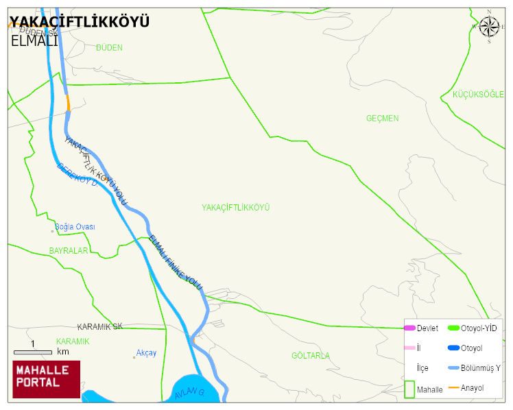 YAKAÇİFTLİKKÖYÜ Mahallesi Haritası | Mahalle ve Köy Sınırı