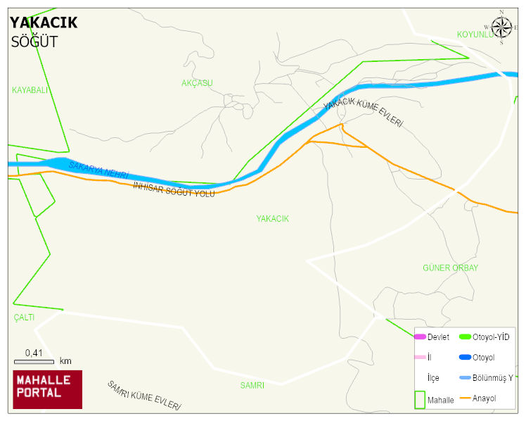 YAKACIK Köyü Haritası | Yükselti ve Doğa Özellikleri