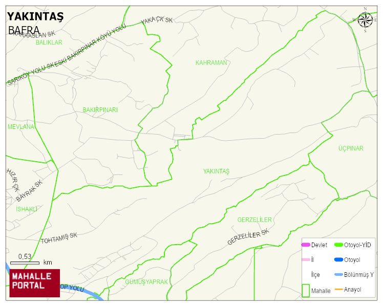 YAKINTAŞ Mahallesi Haritası | Dağlar, Ovalar ve Akarsu Bilgileri
