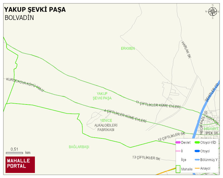 YAKUP ŞEVKİ PAŞA Mahallesi Haritası | Detaylı Köy ve Mahalle Görünümü