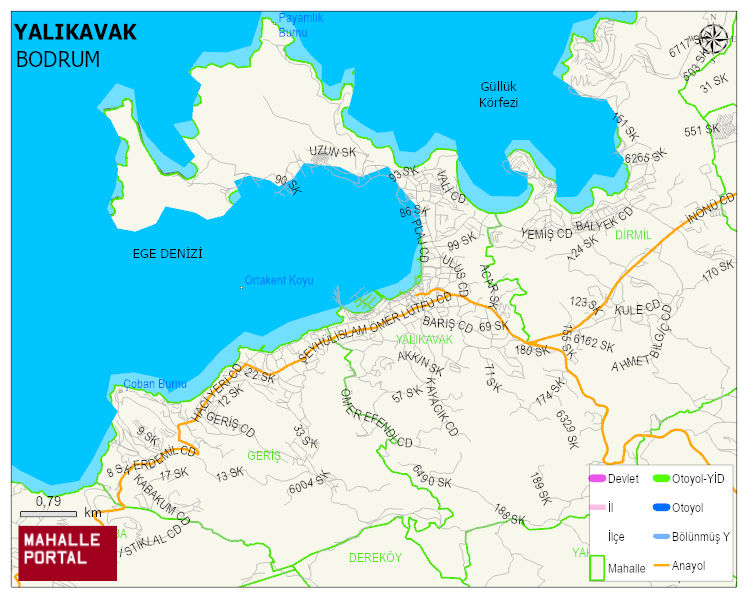 YALIKAVAK Mahallesi Haritası | Mahalle ve Köy Sınırı