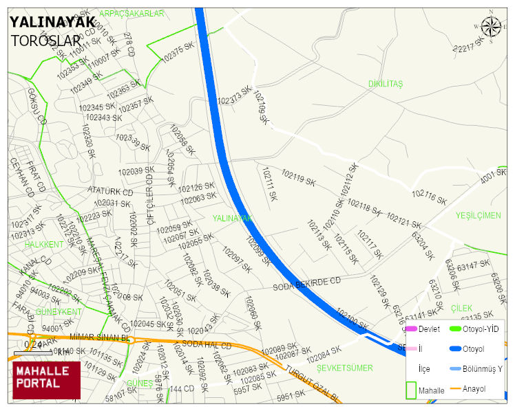 YALINAYAK Mahallesi Haritası | Uydu Görüntüsü ve Harita Detayları