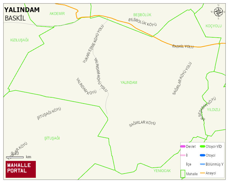 YALINDAM Köyü Haritası | Mahalle ve Köy Sınırı