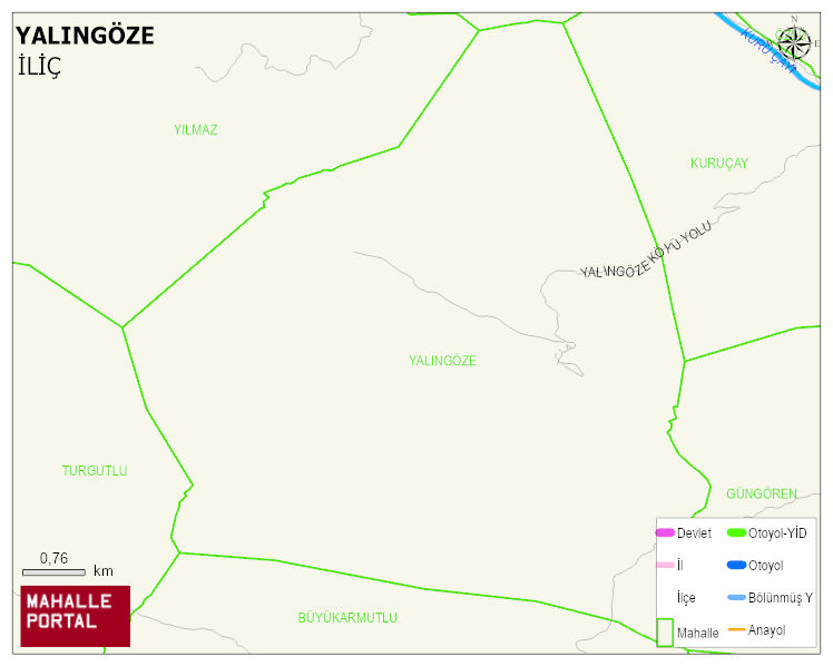 YALINGÖZE Köyü Haritası | Coğrafi Yapı ve Detaylı Haritası