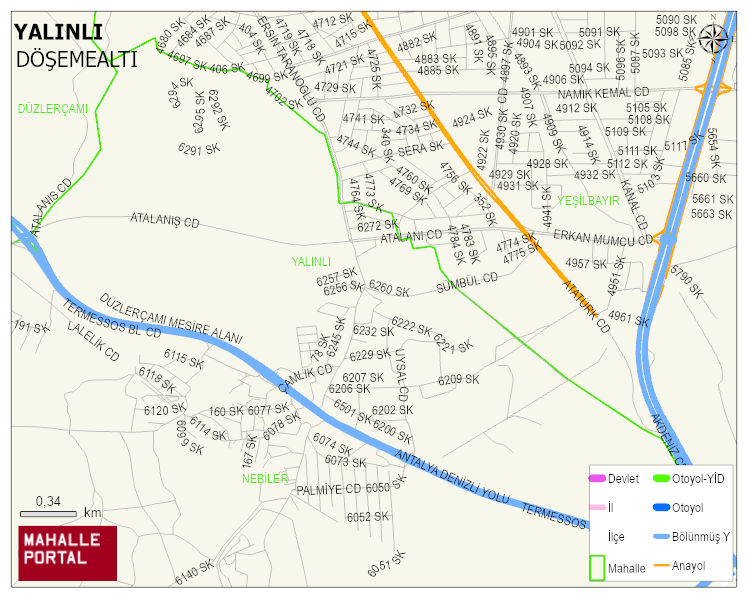 YALINLI Mahallesi Haritası | Coğrafi Yapı ve Detaylı Haritası