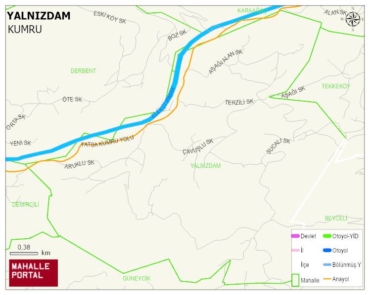 YALNIZDAM Mahallesi Haritası | Detaylı Köy ve Mahalle Görünümü