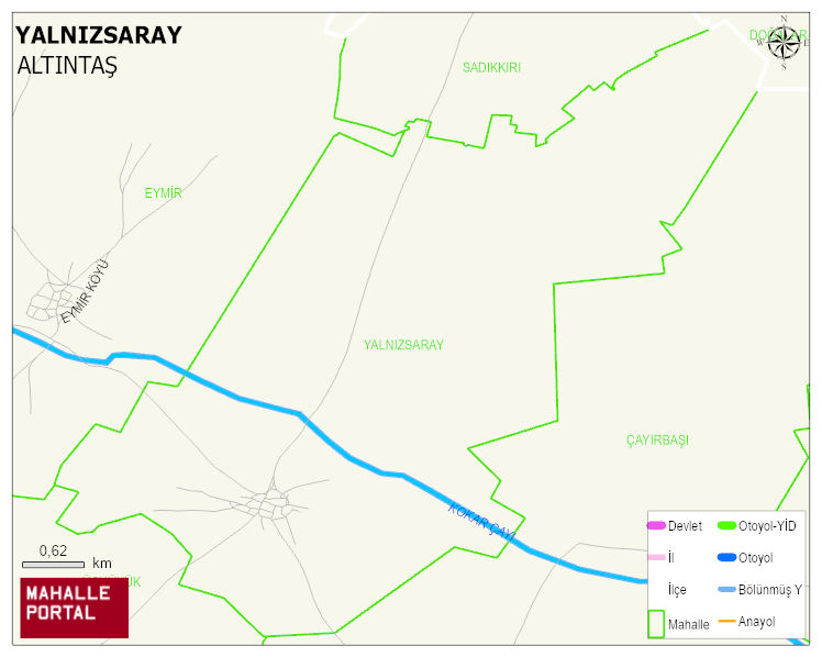 YALNIZSARAY Köyü Haritası | Dağlar, Ovalar ve Akarsu Bilgileri