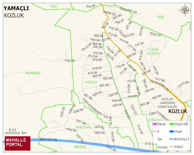 YAMAÇLI Mahallesi Haritası | Detaylı Köy ve Mahalle Görünümü