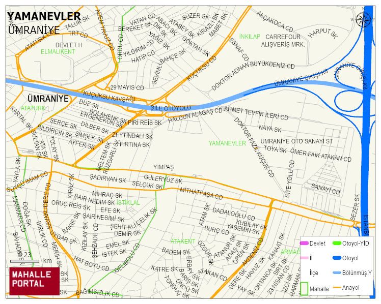 YAMANEVLER Mahallesi Haritası | Mahalle ve Köy Sınırı