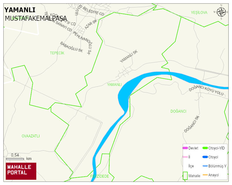 YAMANLI Mahallesi Haritası | Dağlar, Ovalar ve Akarsu Bilgileri