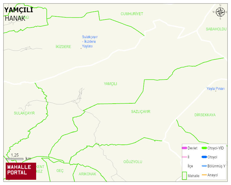 YAMÇILI Köyü Haritası | Sayısal Bölge Görünümü