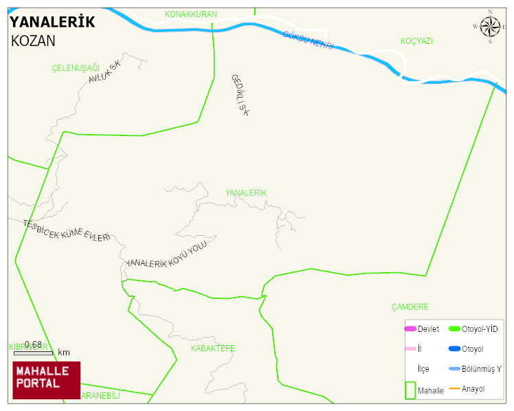 YANALERİK Mahallesi Haritası | Mahalle ve Köy Sınırı
