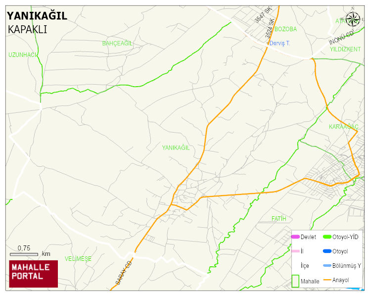 YANIKAĞIL Mahallesi Haritası | İnteraktif Köy ve Mahalle Sınırları