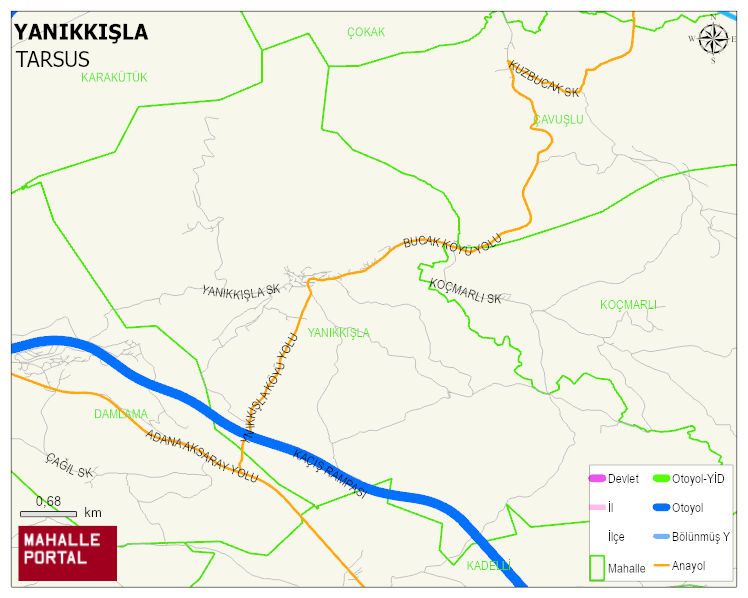 YANIKKIŞLA Mahallesi Haritası | İnteraktif Köy ve Mahalle Sınırları