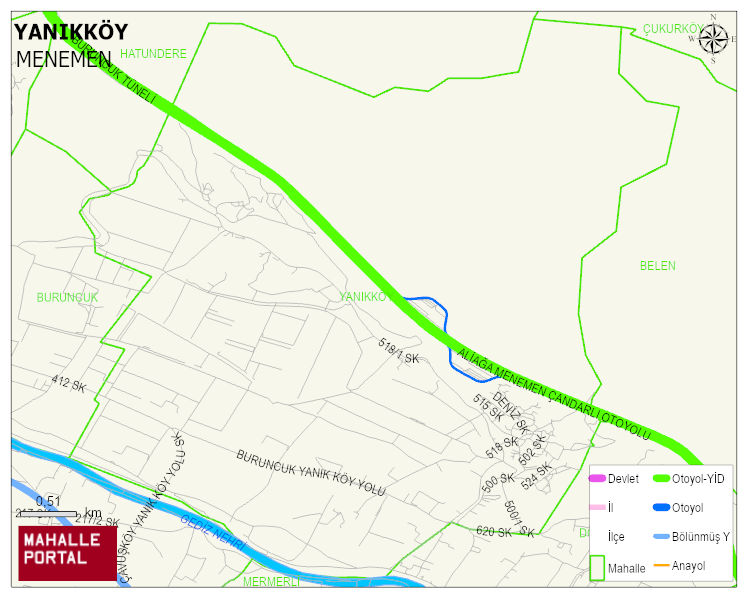 YANIKKÖY Mahallesi Haritası | Mahalle ve Köy Sınırı