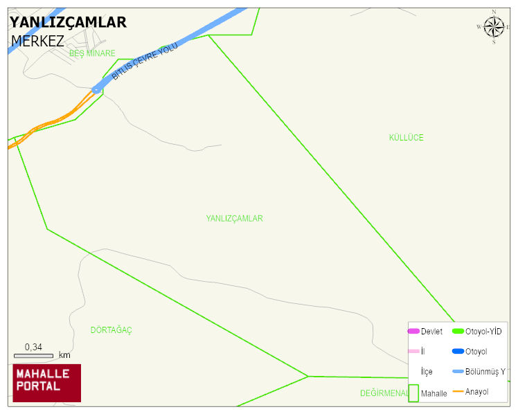 YANLIZÇAMLAR Köyü Haritası | Mahalle ve Köy Sınırı