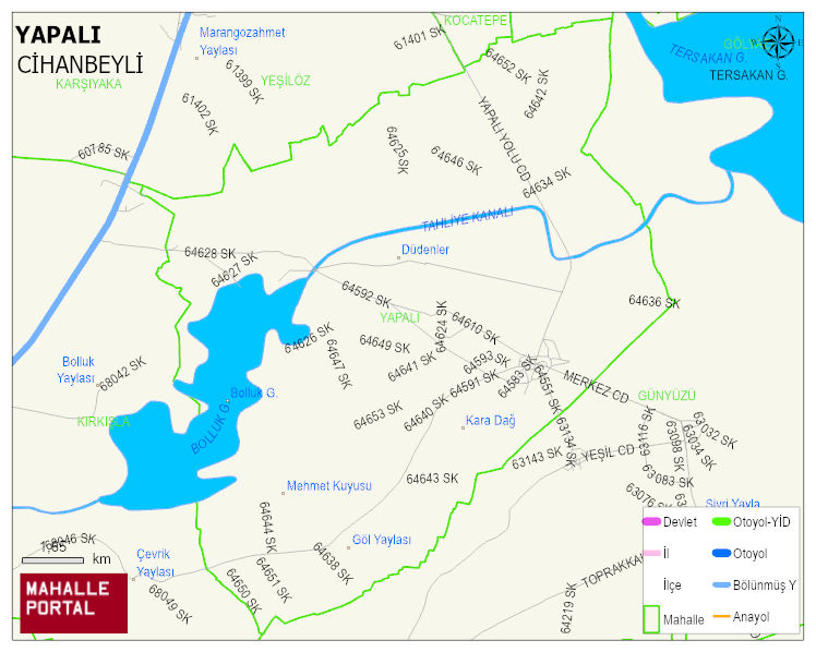 YAPALI Mahallesi Haritası | Yükselti ve Doğa Özellikleri