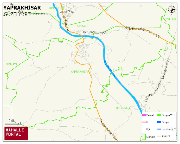 YAPRAKHİSAR Köyü Haritası | Detaylı Köy ve Mahalle Görünümü