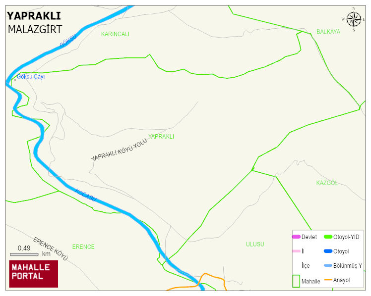 YAPRAKLI Köyü Haritası | İnteraktif Köy ve Mahalle Sınırları