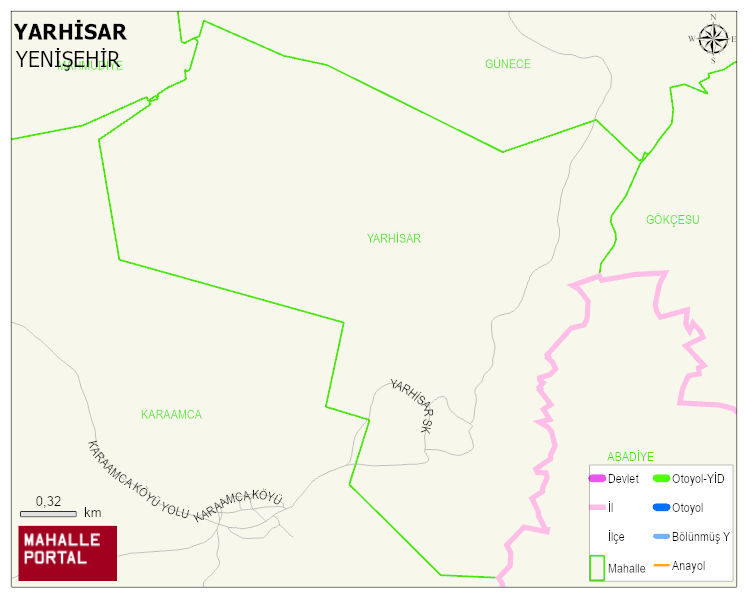 YARHİSAR Mahallesi Haritası | İnteraktif Köy ve Mahalle Sınırları