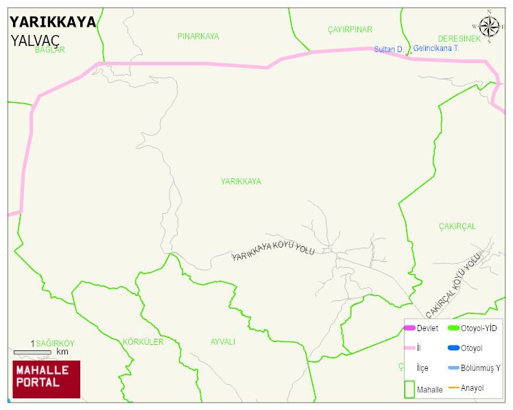 YARIKKAYA Köyü Haritası | Dağlar, Ovalar ve Akarsu Bilgileri